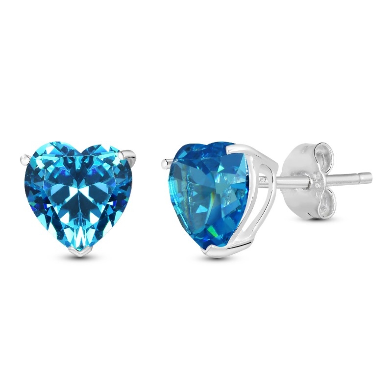 Sapphire Color Cubic Zirconia Stud Earrings
